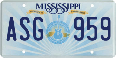 MS license plate ASG959