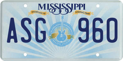 MS license plate ASG960