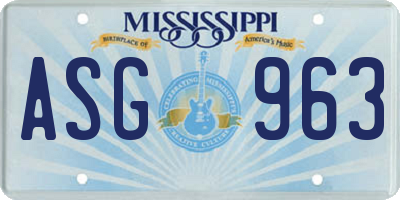 MS license plate ASG963