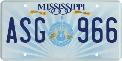 MS license plate ASG966