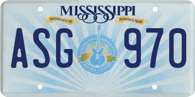 MS license plate ASG970
