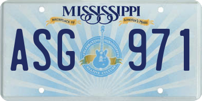 MS license plate ASG971