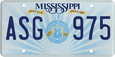 MS license plate ASG975