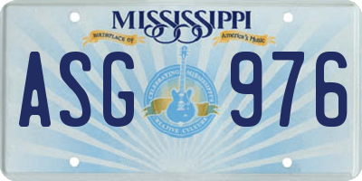 MS license plate ASG976