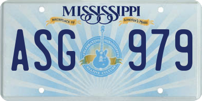 MS license plate ASG979