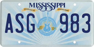 MS license plate ASG983
