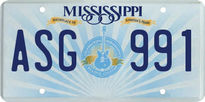 MS license plate ASG991
