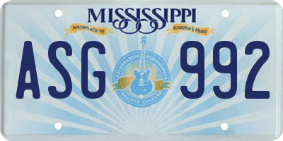 MS license plate ASG992