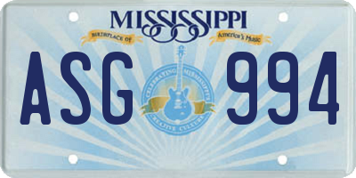MS license plate ASG994