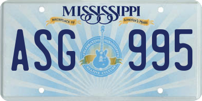 MS license plate ASG995