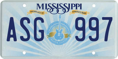 MS license plate ASG997