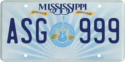 MS license plate ASG999