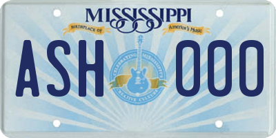 MS license plate ASH000