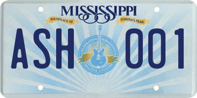 MS license plate ASH001