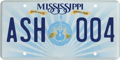 MS license plate ASH004