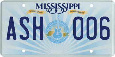 MS license plate ASH006