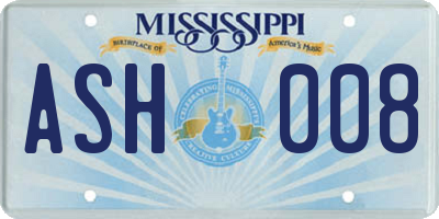 MS license plate ASH008