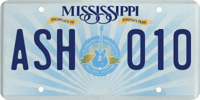 MS license plate ASH010