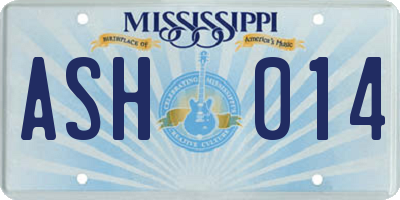 MS license plate ASH014