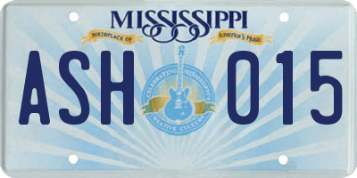 MS license plate ASH015