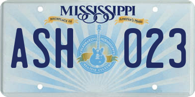 MS license plate ASH023