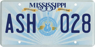MS license plate ASH028
