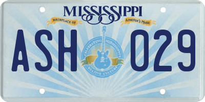MS license plate ASH029