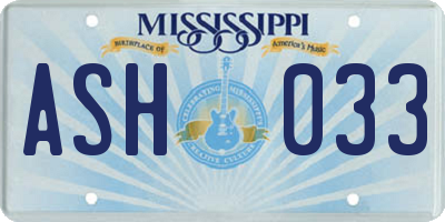 MS license plate ASH033