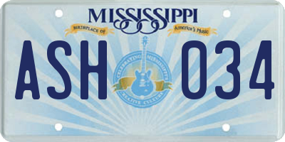 MS license plate ASH034