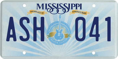MS license plate ASH041