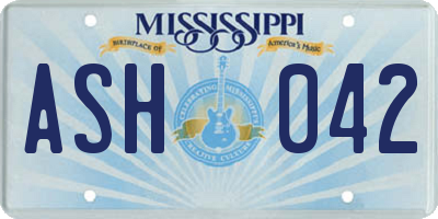 MS license plate ASH042