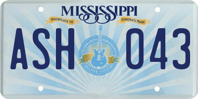 MS license plate ASH043