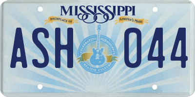MS license plate ASH044
