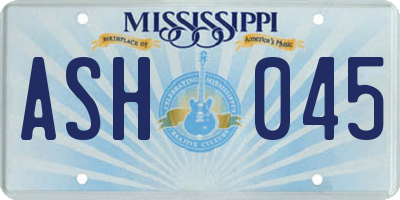 MS license plate ASH045