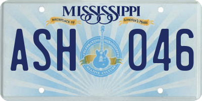 MS license plate ASH046