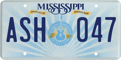 MS license plate ASH047