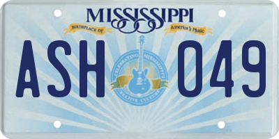 MS license plate ASH049