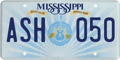 MS license plate ASH050