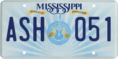 MS license plate ASH051