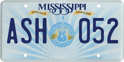 MS license plate ASH052