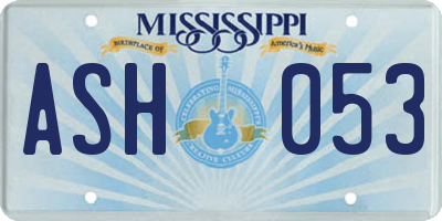 MS license plate ASH053