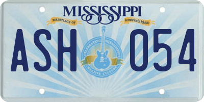 MS license plate ASH054
