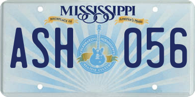 MS license plate ASH056