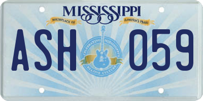 MS license plate ASH059