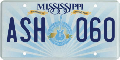 MS license plate ASH060
