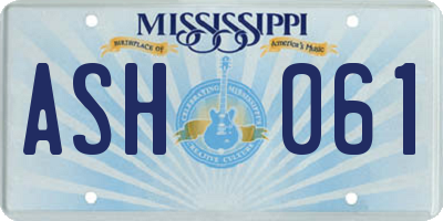 MS license plate ASH061