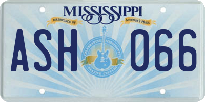 MS license plate ASH066