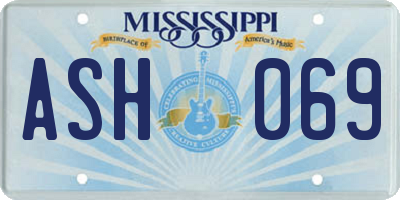 MS license plate ASH069