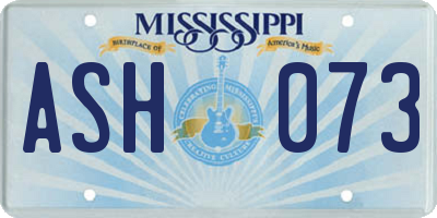 MS license plate ASH073