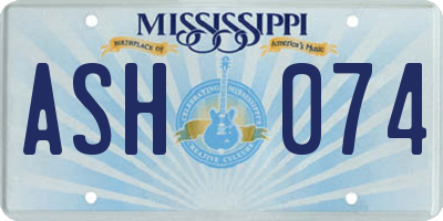 MS license plate ASH074